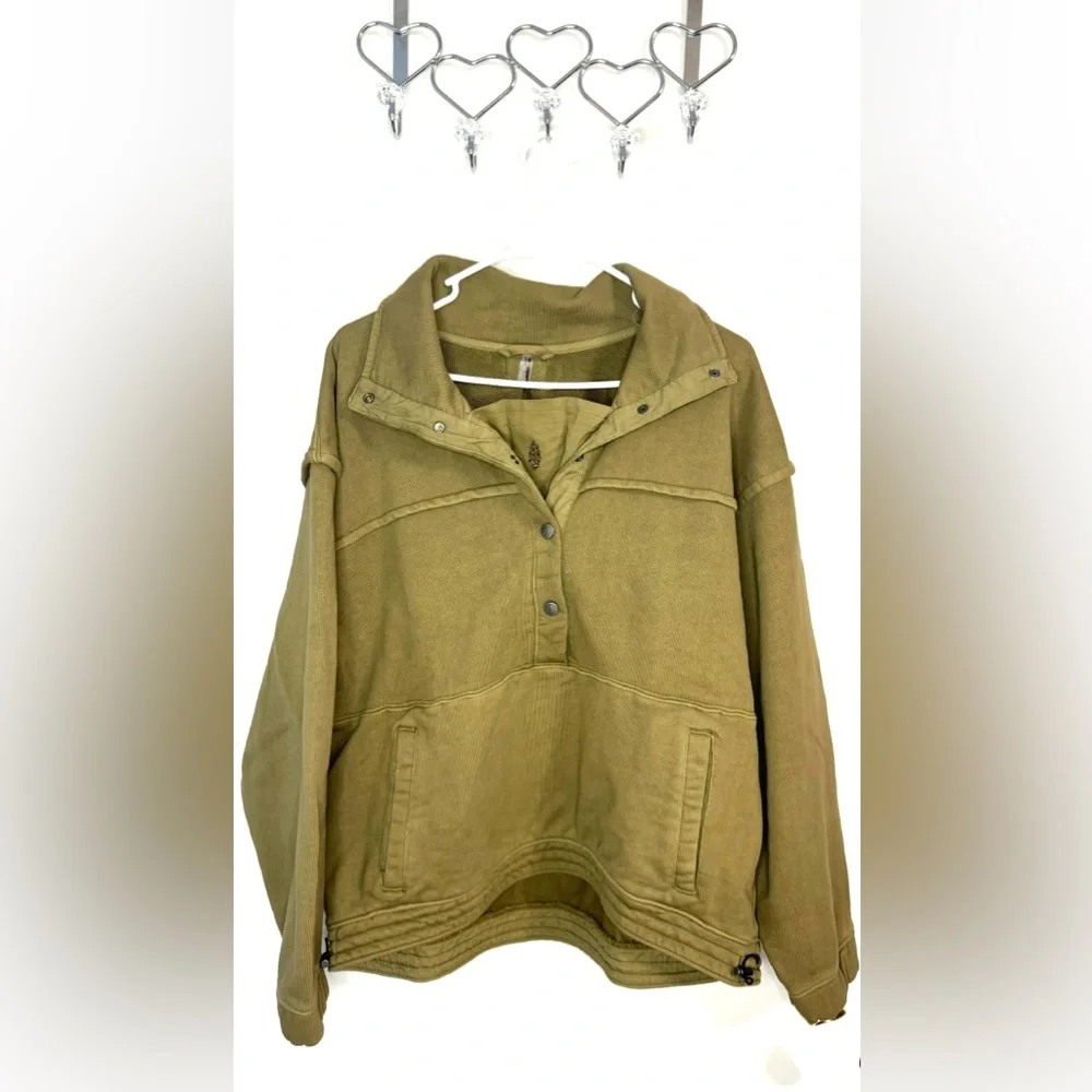NWOT Free People Movement Green Oversized Pullover XS